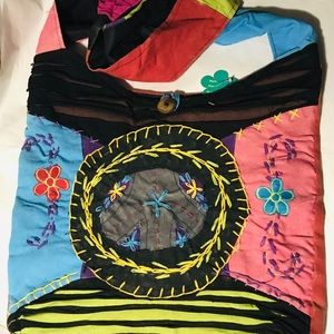 SOLD Crossbody Hippie Boho Bag Peace Sign